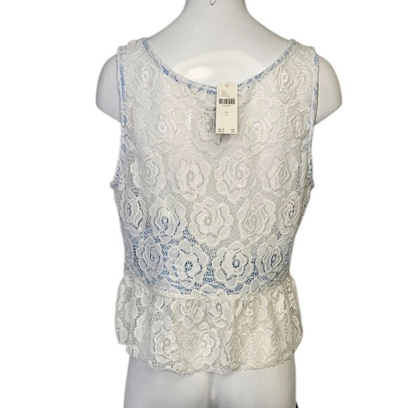 Anthropologie Maeve Lace Overlay Cropped Top Size Large Layer Look Floral NWT - Picture 6 of 9